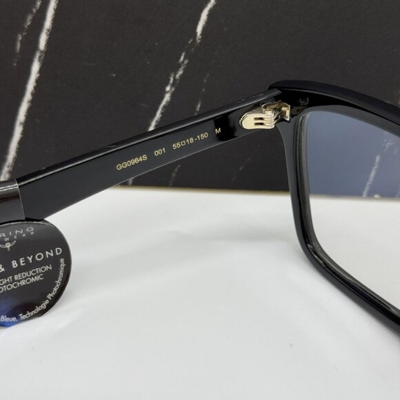 NEW GUCCI GG0964S 001 EYEGLASSES MEN BLACK SQUARE EYEWEAR - Picture 9 of 10